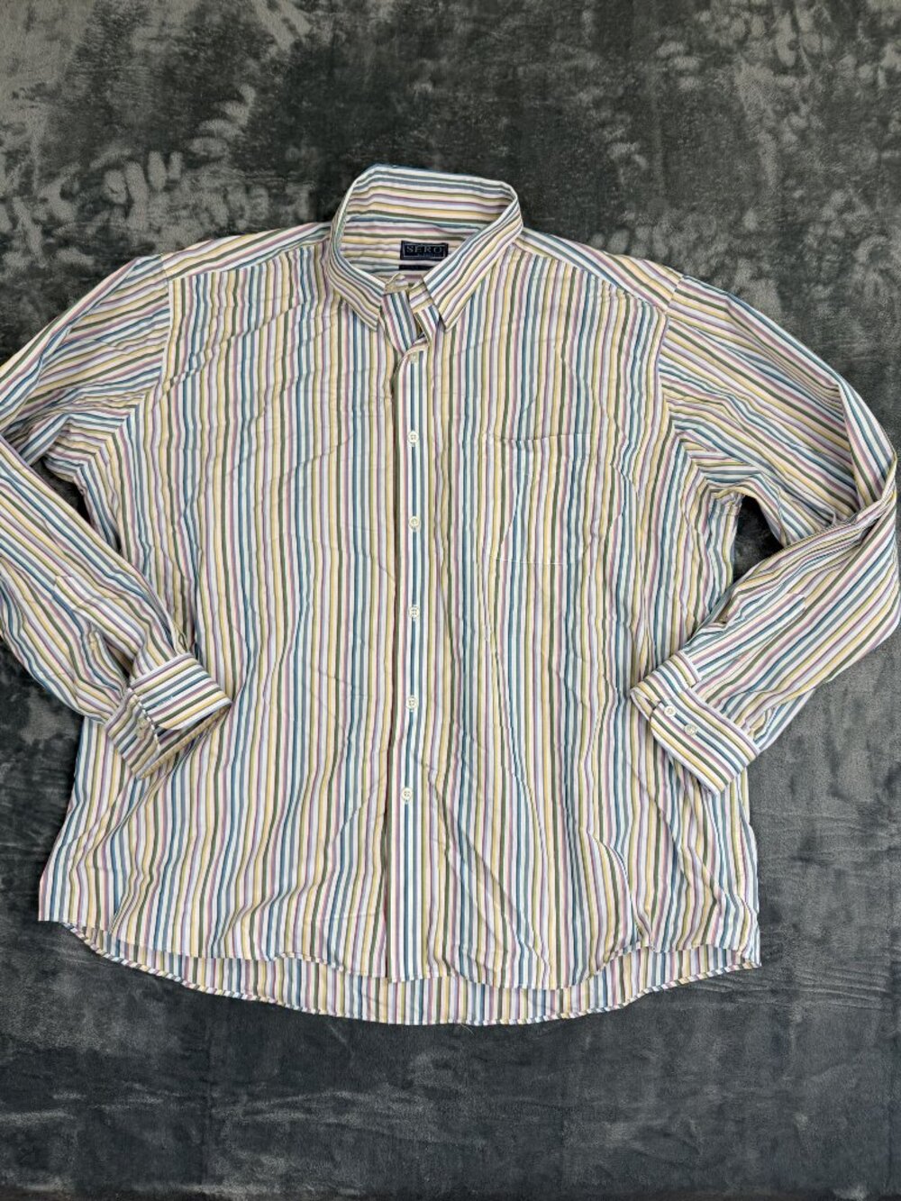 Sero By Forsyth Mens Multi-Color Striped Non-Iron Cotton Button-Down Shirt 2XL
